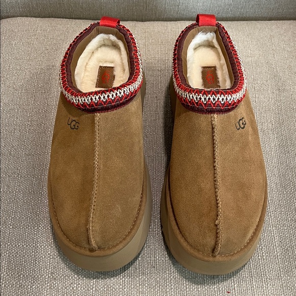 NEW UGG® Tazz Suede Platform Slipper Clogs Chestnut Size 8 - Picture 6 of 14